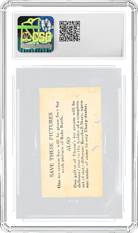 CSG Certifies Rarely Seen 1928 Tharp S Babe Ruth Baseball Card CGC