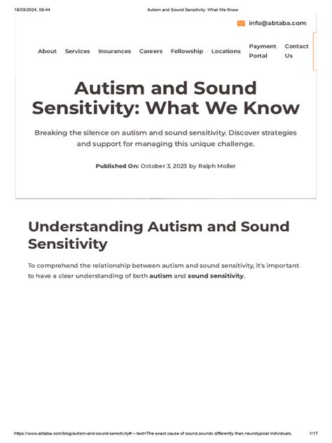 Autism And Sound Sensitivity What We Know Pdf Autism Spectrum