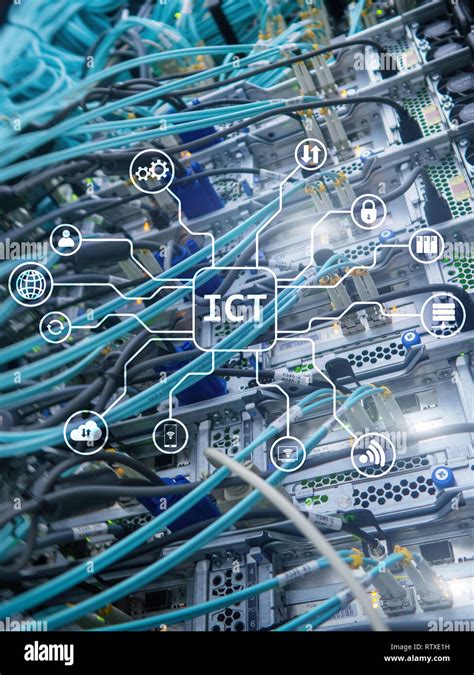 ICT - information and communications technology concept on server room ... 