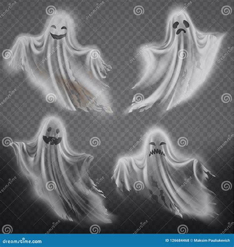 Vector Ghosts Phantoms Set Halloween Spooky Spirits Stock Vector