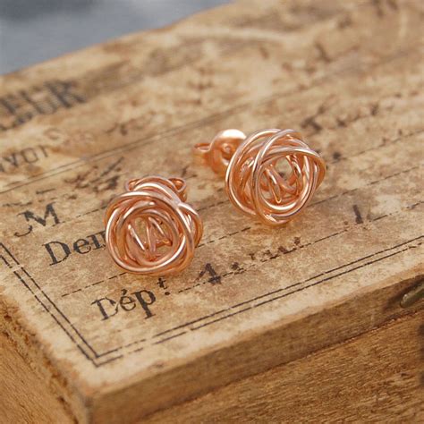 Rose Gold Nest Stud Earrings By Otis Jaxon Silver Jewellery