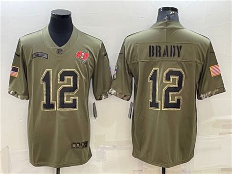 Tampa Bay Buccaneers 12 Tom Brady 2022 Olive Salute To Service Limited