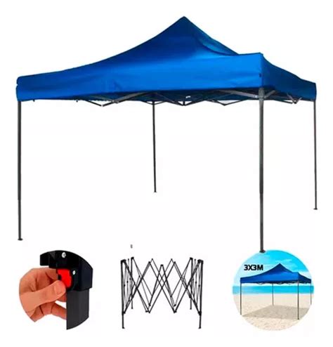 Tenda Gazebo 3x3 Aluminio Barraca Praia Sanfonada Articulada Cor Azul