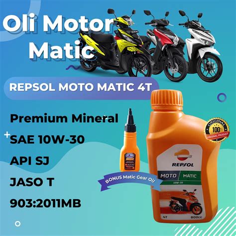 Jual Oli Motor Repsol Moto Matic T W Ml Paket Bonus Unilub