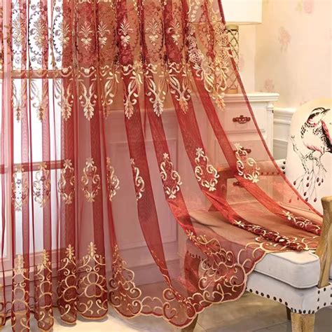 Amazon Amidoudou Pair European Jacquard Sheer Curtains For