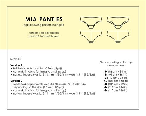 ENGLISH PDF Digital Sewing Pattern MIA Panties Lingerie Etsy