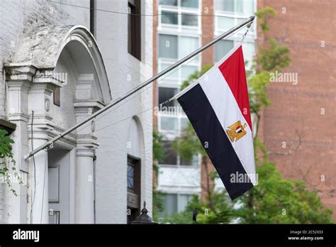 Egyptian Flag Hanging Outside Of The Egyptian Cultural And Educational Bureau Building Of The