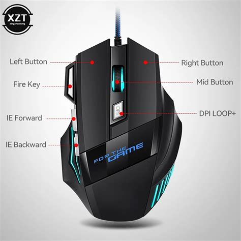 Profissional 5500 Dpi Gaming Mouse 7 Es Led Ptico Usb Fio De