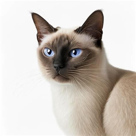 Premium Photo | A siamese cat with blue eyes and a white background