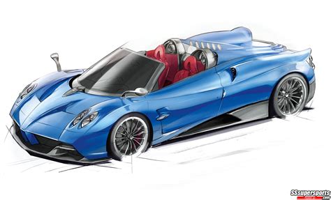 20 2018 Pagani Huayra Roadster Front Three Quarters Sketch Sssupersports