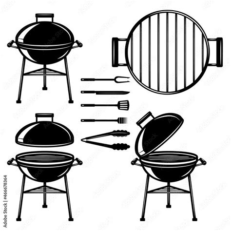 Bbq Grill Icons And Design Elements