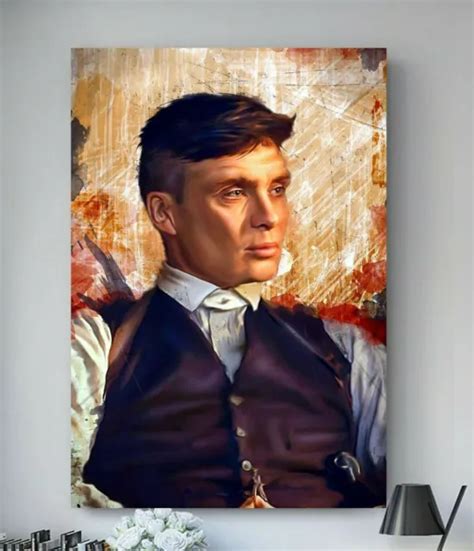 PEAKY BLINDERS TOMMY Shelby Canvas Wall Art Oil Painting Effect Wrapped