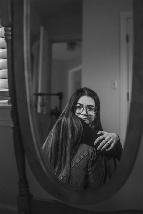 Black And White Mirror Self Portrait Portrait Selbstportrait