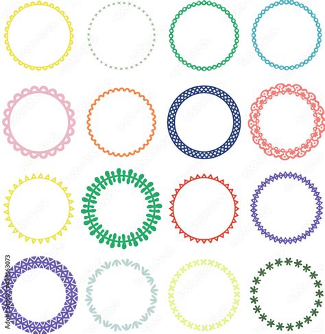 Colorful Circle Borders Decoration Clean Simple Stock Illustration