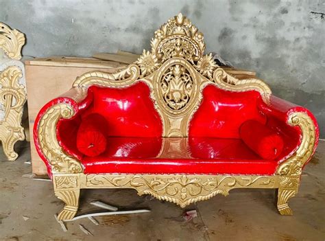 Wooden Red Wedding Two Seater Sofa Rexin At Rs In Saharanpur Id