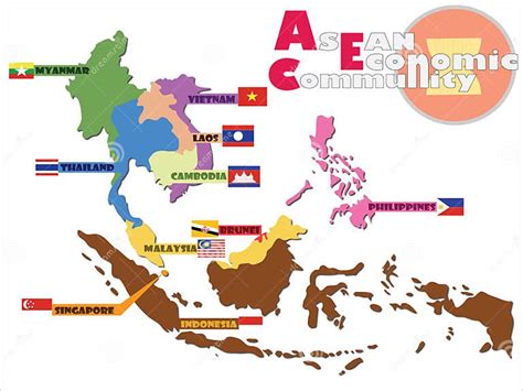 Asean Map Aec Stock Vector Illustration Of Cambodia 90891657