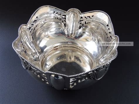 Deutsche 800 Silber Jugendstil Jardiniere Kristallglas Art Nouveau