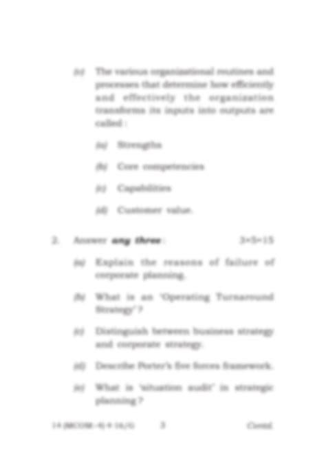 Solution Strategic Management Question Papers Studypool