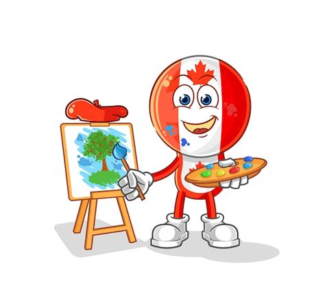 Premium Vector Canada Flag Head Artist Mascot Cartoon Vector