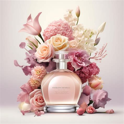 Un Frasco De Perfume Con Flores Y Un Frasco De Perfume Foto Premium