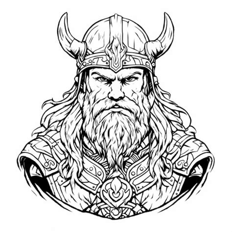 Descarga Ilustración de arte lineal de un guerrero vikingo Páginas para