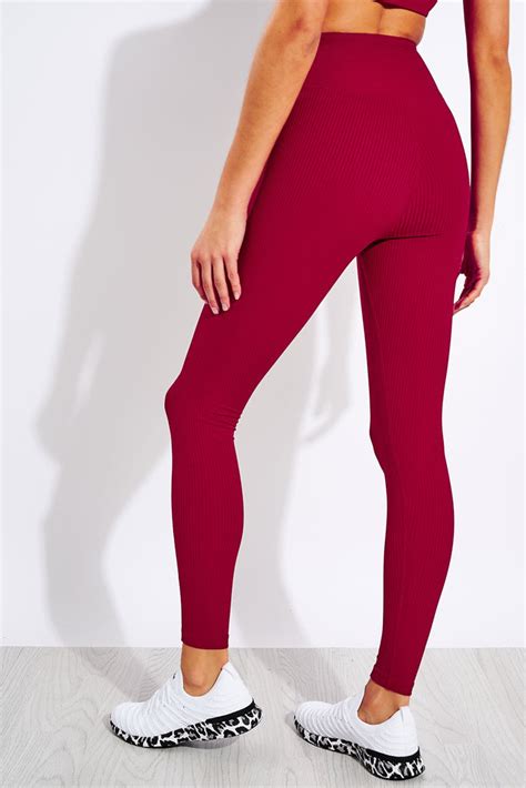 Year Of Ours Ribbed Football Legging Deep Red The Sports Edit