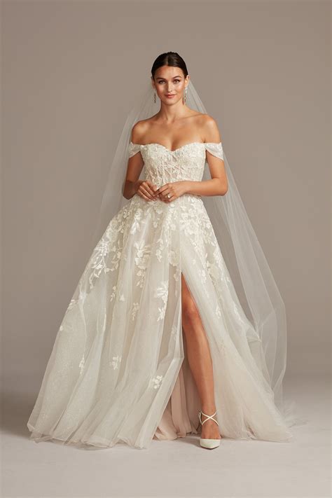 Floral Tulle Wedding Dress With Removable Sleeves David S Bridal