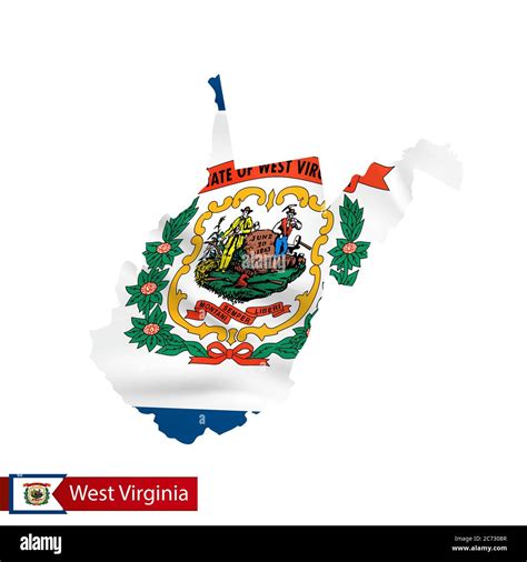 Mapa Del Estado De Virginia Occidental Con Bandera De Ee Uu