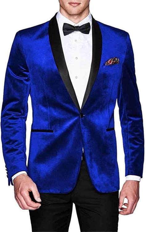 Royal Blue Mens One Button Velvet Party Wear Sport Coat Slim Etsy Uk