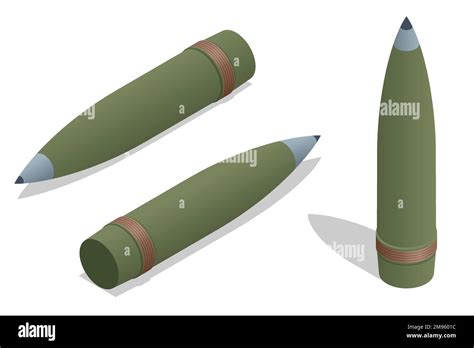 Isometric Ammunition For 155 Mm Howitzer M777 Modern Shells For Heavy