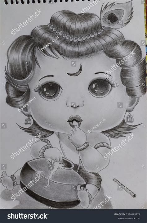 Baby Krishna Drawing Lord Krishna Stock Illustration 2280182773 | Shutterstock