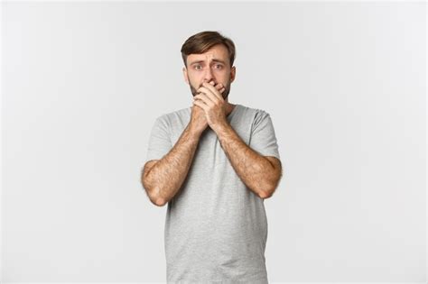 Premium Photo Image Of Scared Man In Gray T Shirt