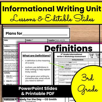 3rd Grade CCSS Informational Writing Writer S Workshop Unit Plan