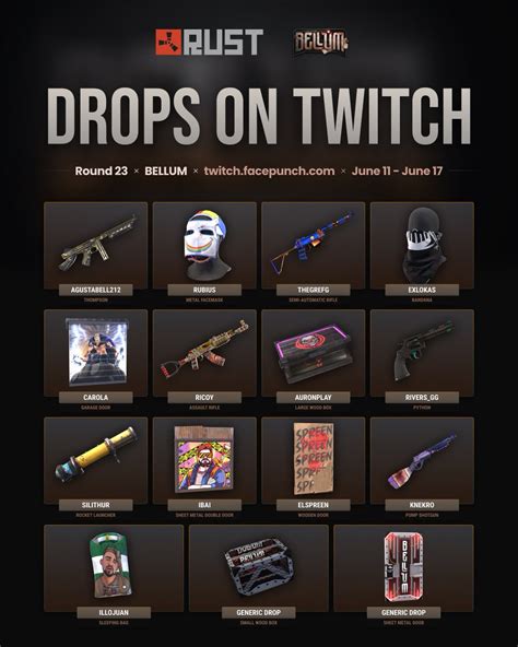 黒い風RUST布教者 on Twitter RUSTイベント情報 RUST Twitch Drops Bellum 6月18日