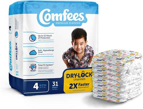 Comfees Baby Diaper Tab Closure Size 4 Disposable Moderate