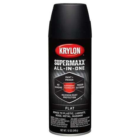 Krylon Flat Black Spray Paint And Primer In One Net Wt 12 Oz At