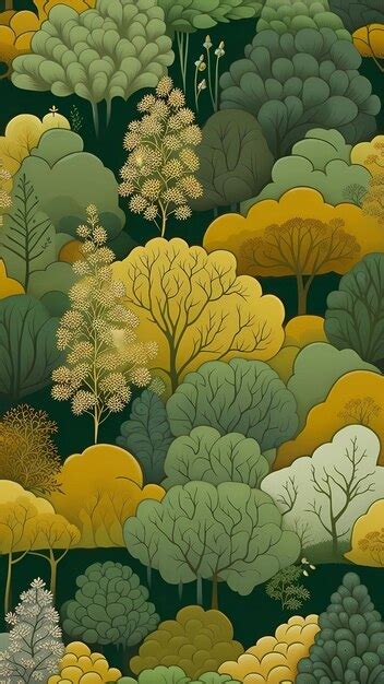 Premium AI Image | Autumn forest with trees backdrops illusstration