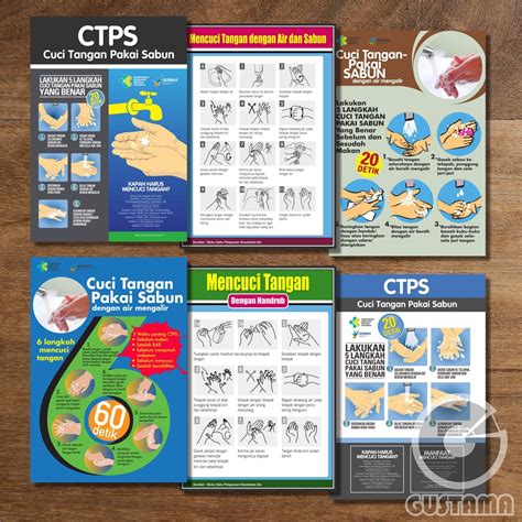 Jual Poster Cuci Tangan Cuci Tangan Pakai Sabun CTPS Wipe Clean A3