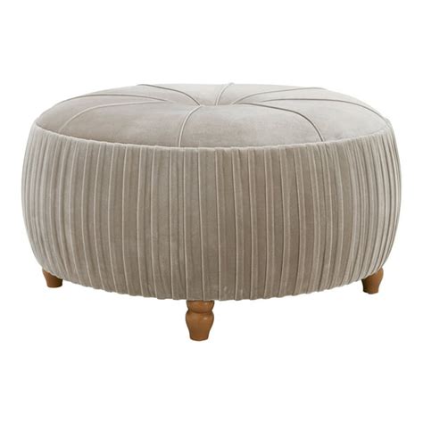 Helena Velvet Round Ottoman