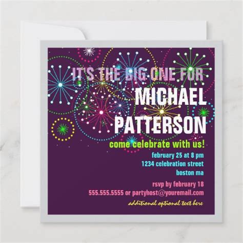 Fireworks Celebration for a BIG Birthday Invitation | Zazzle