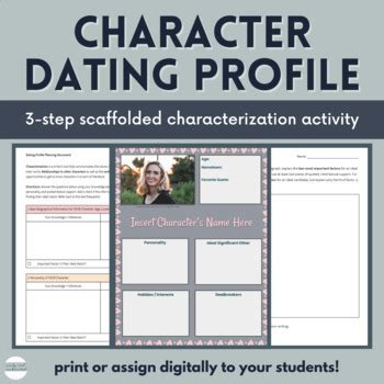 Character Dating Profiles For Any Novel Characterization Activity