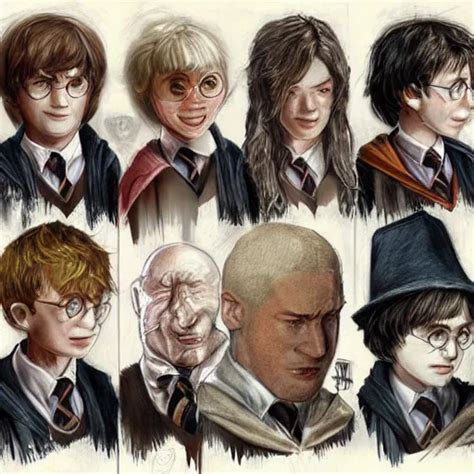 Harry Potter Characters Concept Art Detailed Drawing Stable Diffusion