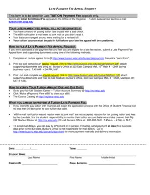 Fillable Online Bussvc Wisc This Form Is To Be Used For Late Tuition