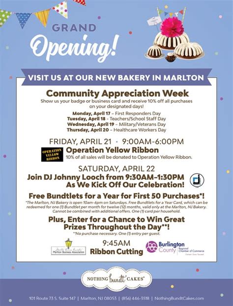 Grand Opening And Ribbon Cutting Nothing Bundt Cakes Marlton Nj Burlington County Chamber Of