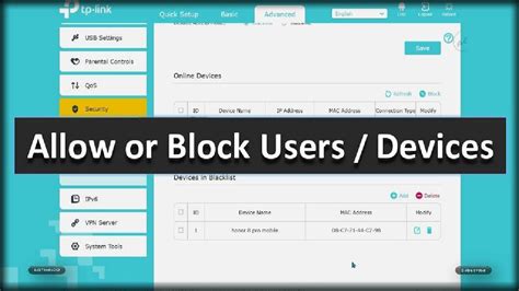 TP Link Archer Access Control MAC Address Filtering Settings Allow