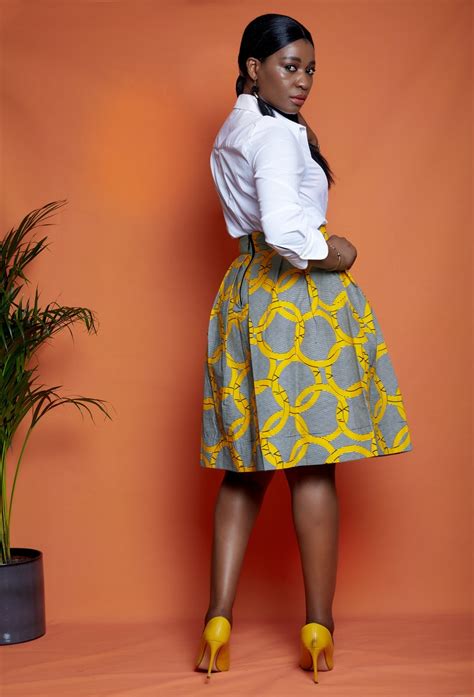 African Prints Ankara Midi Skirt Womens Skirt Yellow Etsy