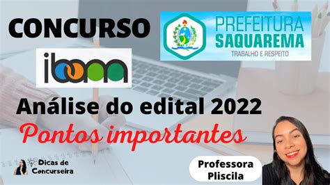 Concurso De Saquarema Análise Do Edital 2022 Banca Ibam Youtube