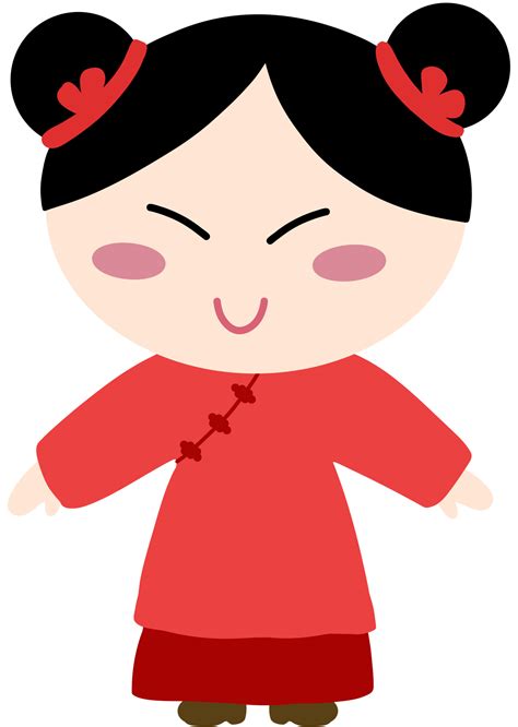 chinois fille dessin animé personnage portant rouge costume 36181217 PNG