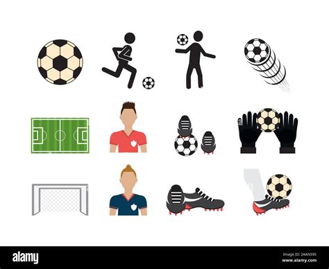 Set Soccer And Set Icons Stock Vector Image Art Alamy