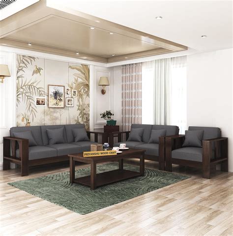 Priyanshu Wood Craft Sheesham Wood Seater Sofa Set With Cushion For